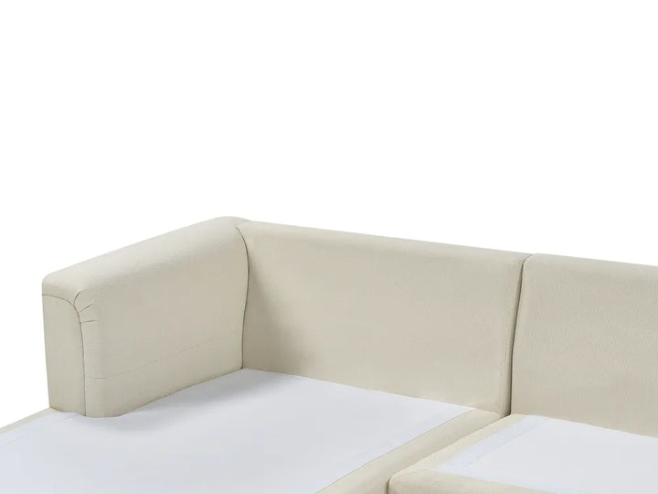 Corner Sofa 5 Seater Fabric Beige with Ottoman Right Hand Azuri