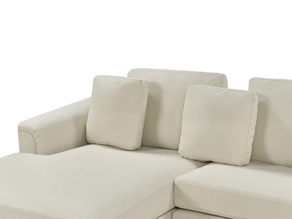Corner Sofa 5 Seater Fabric Beige with Ottoman Right Hand Azuri