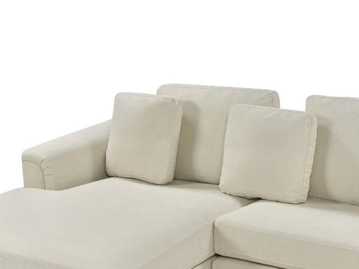 Corner Sofa 5 Seater Fabric Beige with Ottoman Right Hand Azuri