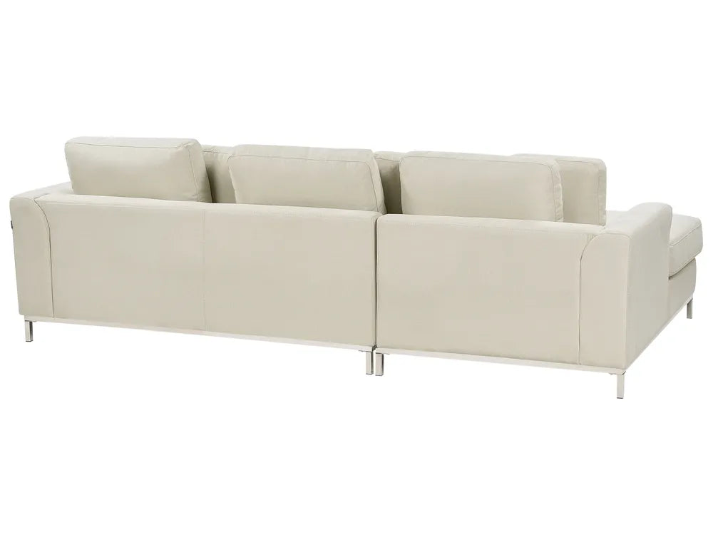 Corner Sofa 5 Seater Fabric Beige with Ottoman Right Hand Azuri