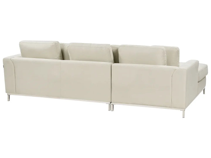 Corner Sofa 5 Seater Fabric Beige with Ottoman Right Hand Azuri