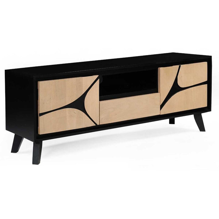 Boho Solid Wood Tv Cabinet With Wooden Legs