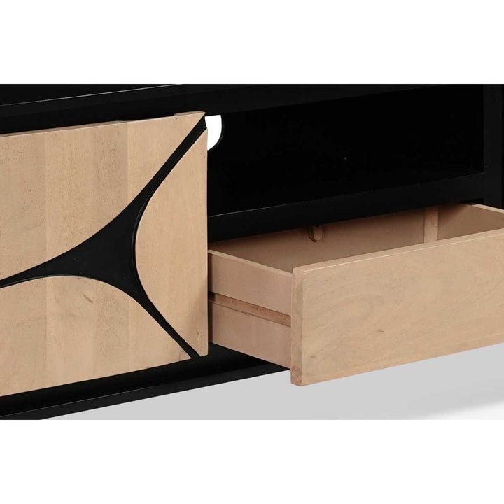 Boho Solid Wood Tv Cabinet With Wooden Legs