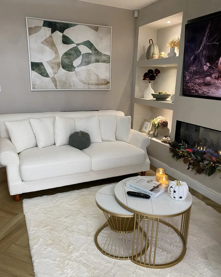 Sofa 2 Seater Boucle Off-White Elaiza