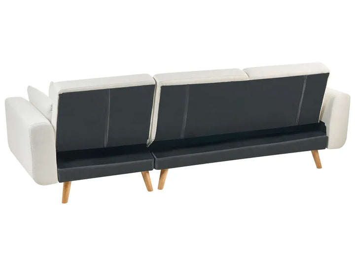 Corner Sofa Bed 3 Seater Fabric White Left Hand Glenland