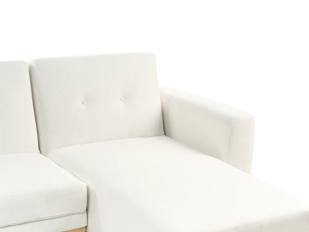 Corner Sofa Bed 3 Seater Fabric White Left Hand Glenland