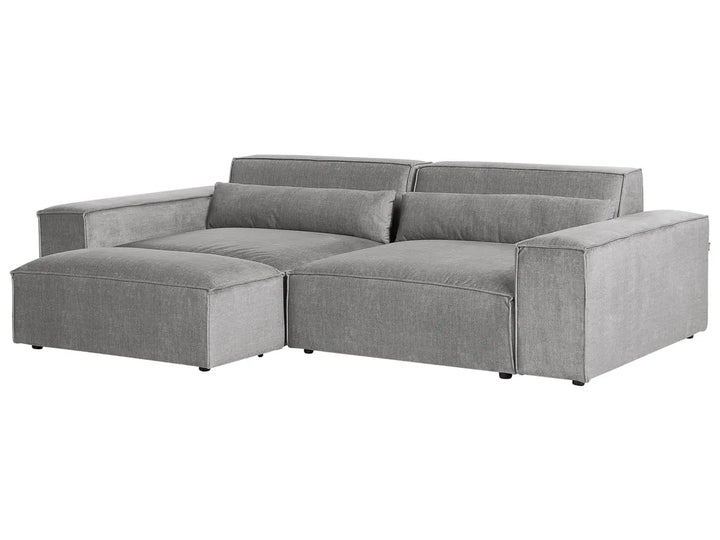 Modular Sofa 2 Seater Fabric Grey with Ottoman Bouke