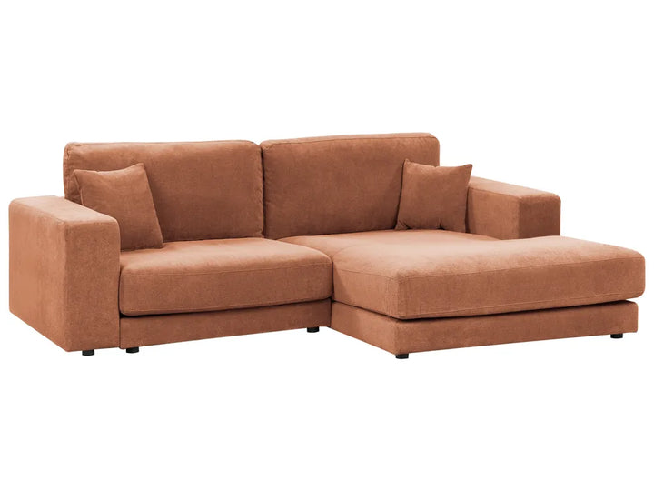 Corner Sofa 3 Seater Fabric Light Red Left Hand Vardie