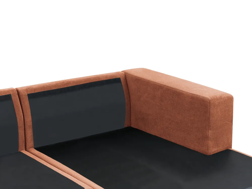 Corner Sofa 3 Seater Fabric Light Red Left Hand Vardie