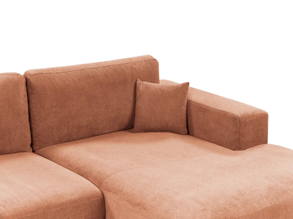 Corner Sofa 3 Seater Fabric Light Red Left Hand Vardie