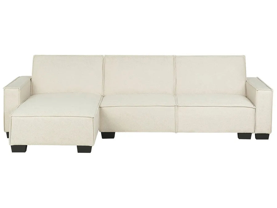Beige fabric corner sofa bed 3 seater right hand