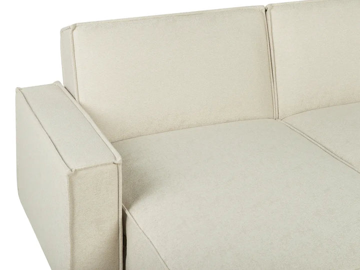 Corner Sofa Bed 3 Seater Fabric Beige Right Hand Loette