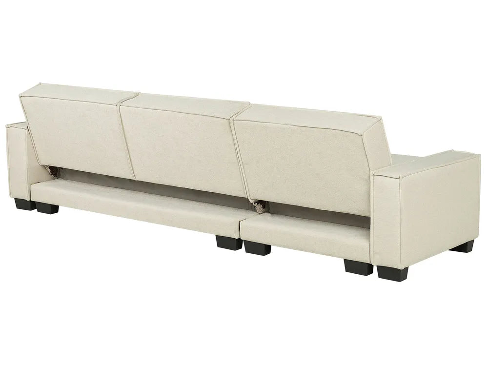 Corner Sofa Bed 3 Seater Fabric Beige Right Hand Loette