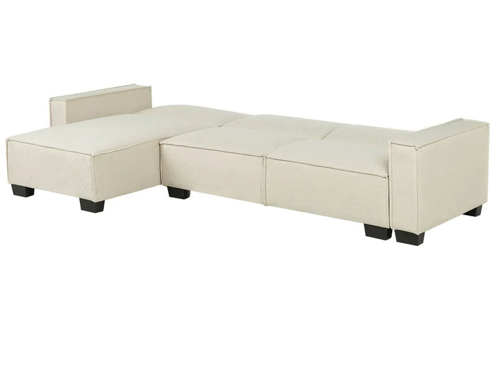 Corner Sofa Bed 3 Seater Fabric Beige Right Hand Loette