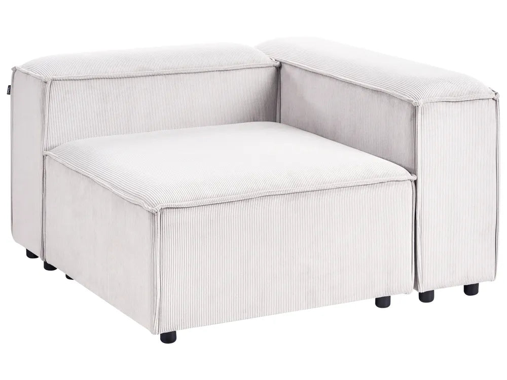 Modular Corner Sofa 3 Seater Corduroy Off-White with Ottoman Right Hand Oakham