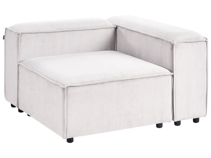 Modular Corner Sofa 3 Seater Corduroy Off-White with Ottoman Right Hand Oakham