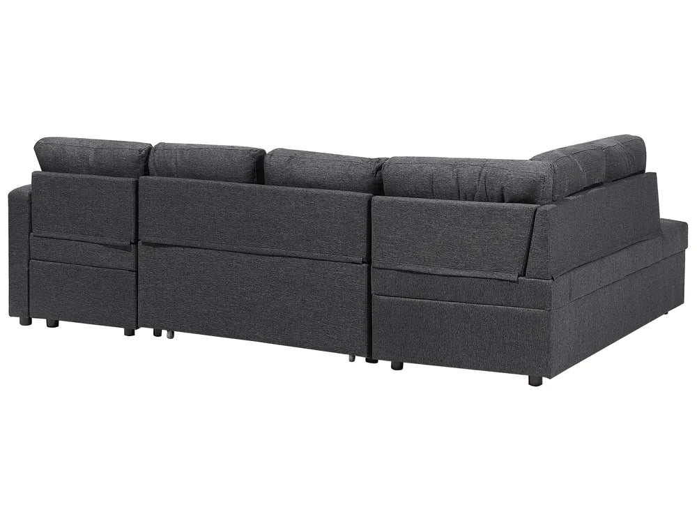 U-Shape Sofa Bed 5 Seater Fabric Dark Grey with Storage Kellems