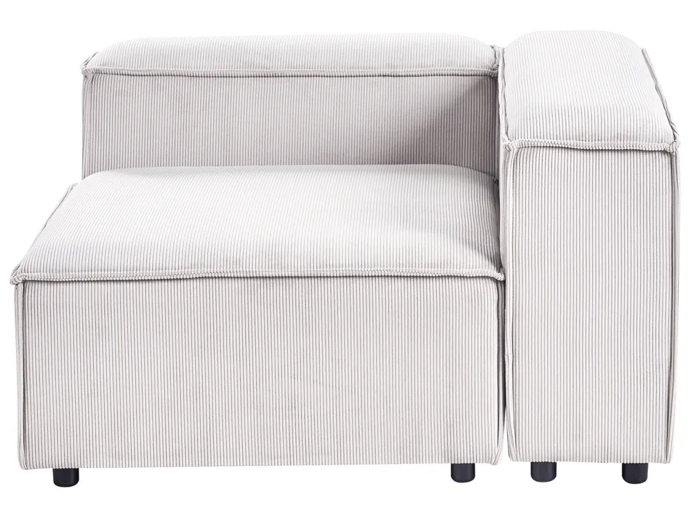 Modular Corner Sofa 3 Seater Corduroy Off-White with Ottoman Right Hand Oakham