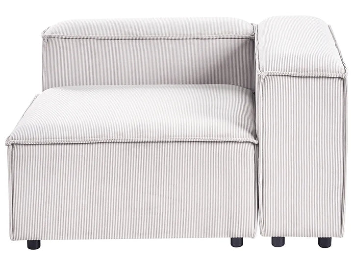 Modular Corner Sofa 3 Seater Corduroy Off-White with Ottoman Right Hand Oakham