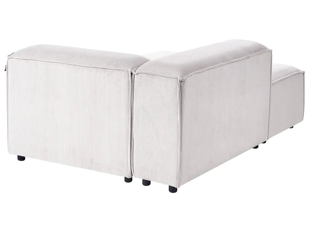 Modular Corner Sofa 3 Seater Corduroy Off-White with Ottoman Right Hand Oakham