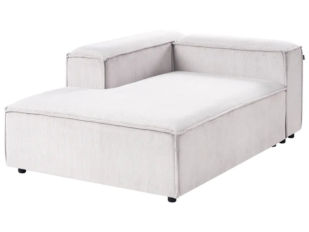 Modular Corner Sofa 3 Seater Corduroy Off-White with Ottoman Right Hand Oakham