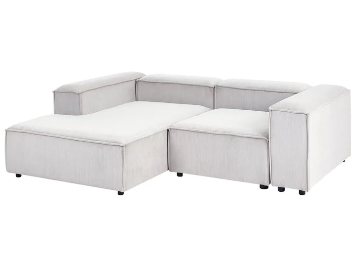 Modular Corner Sofa 3 Seater Corduroy Off-White with Ottoman Right Hand Oakham
