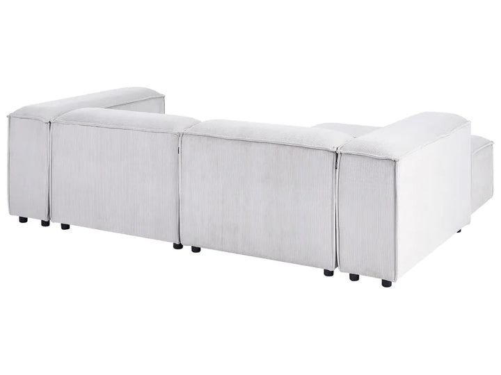 Modular Corner Sofa 3 Seater Corduroy Off-White with Ottoman Right Hand Oakham