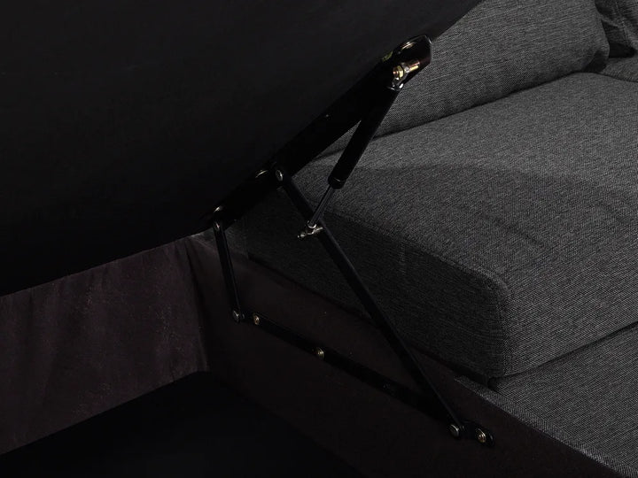 U-Shape Sofa Bed 5 Seater Fabric Dark Grey with Storage Kellems