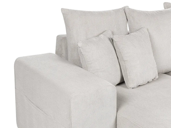 Corner Sofa Bed 3 Seater Corduroy Light Beige with Storage Right Hand Deantrei