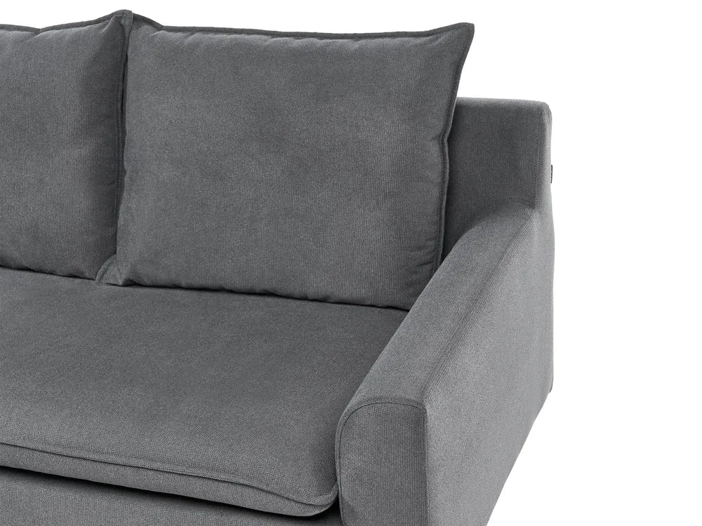 Corner Sofa 3 Seater Fabric Dark Grey Left Hand Idou