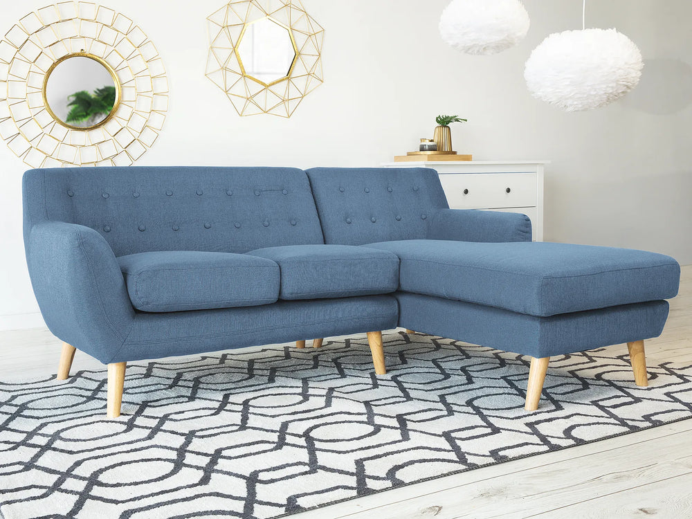 Modern blue corner sofa 3 seater living room