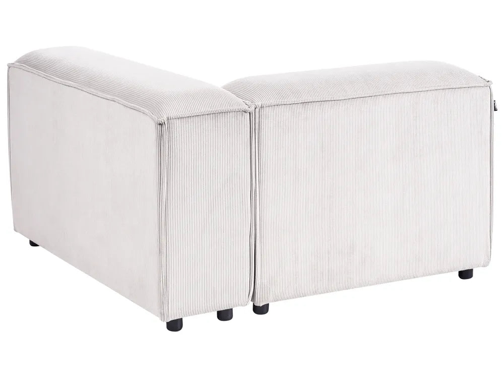 Modular Corner Sofa 3 Seater Corduroy Off-White with Ottoman Right Hand Oakham