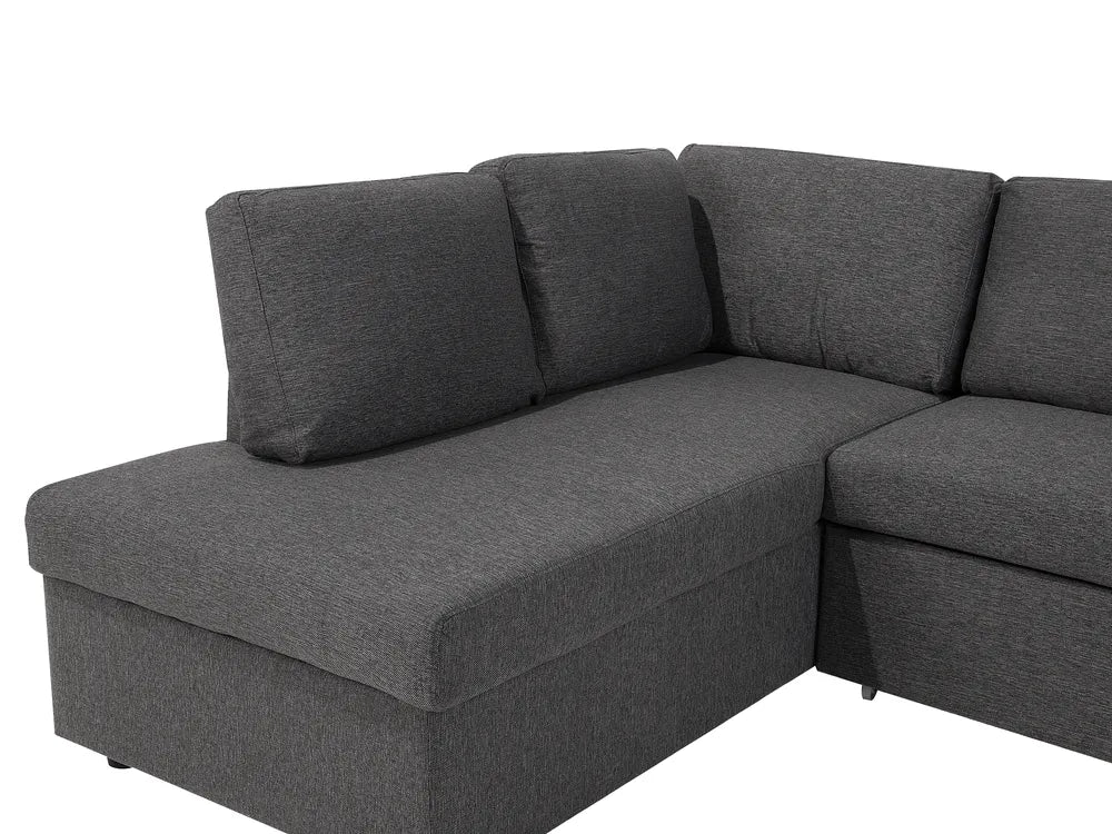 U-Shape Sofa Bed 5 Seater Fabric Dark Grey with Storage Kellems