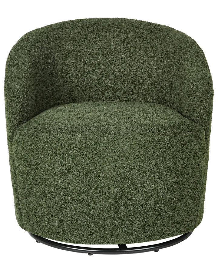 Swivel Armchair Boucle Dark Green Halcott