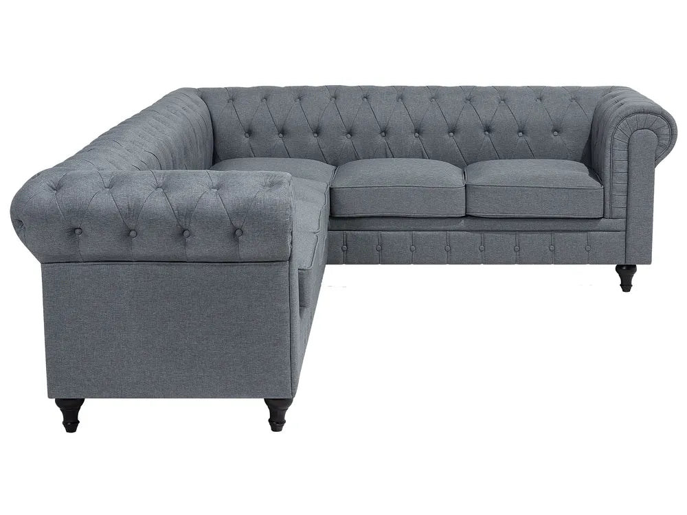 Corner Sofa 6 Seater Fabric Grey Left Hand Besnard