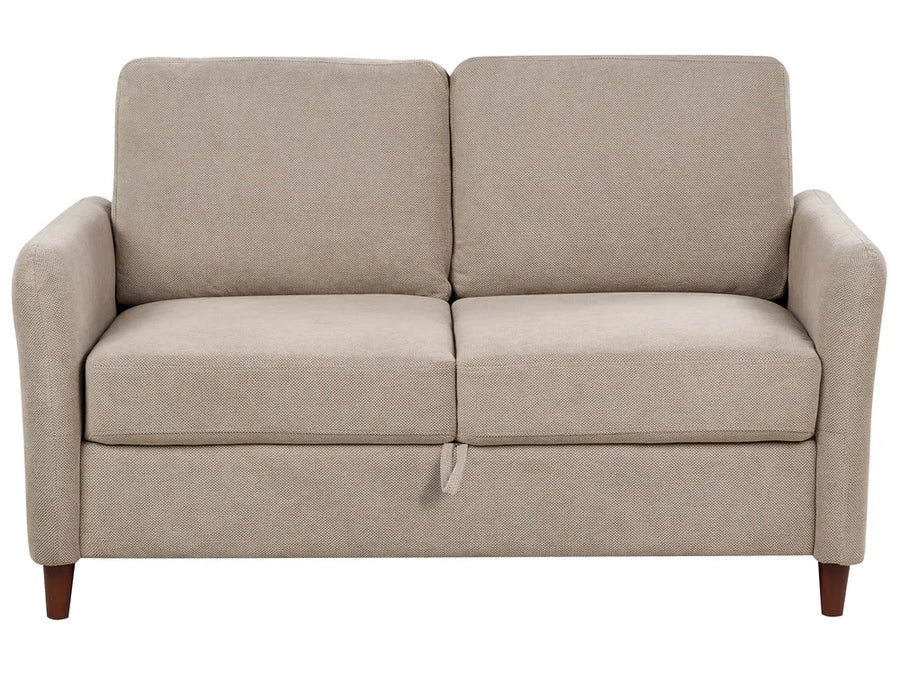 Beige sofa bed on a white background