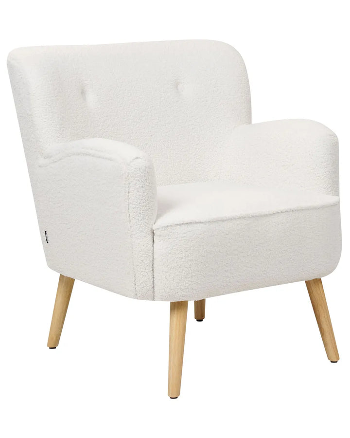 Armchair with Footstool Boucle White Tybias