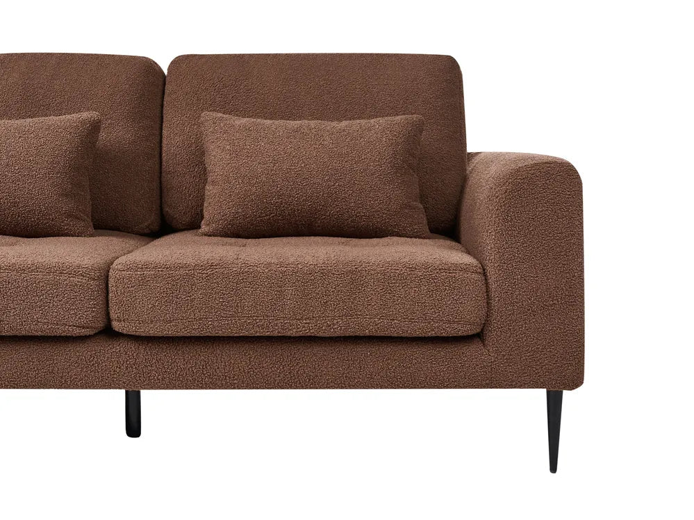 Corner Sofa 3 Seater Boucle Brown Right Hand Weller