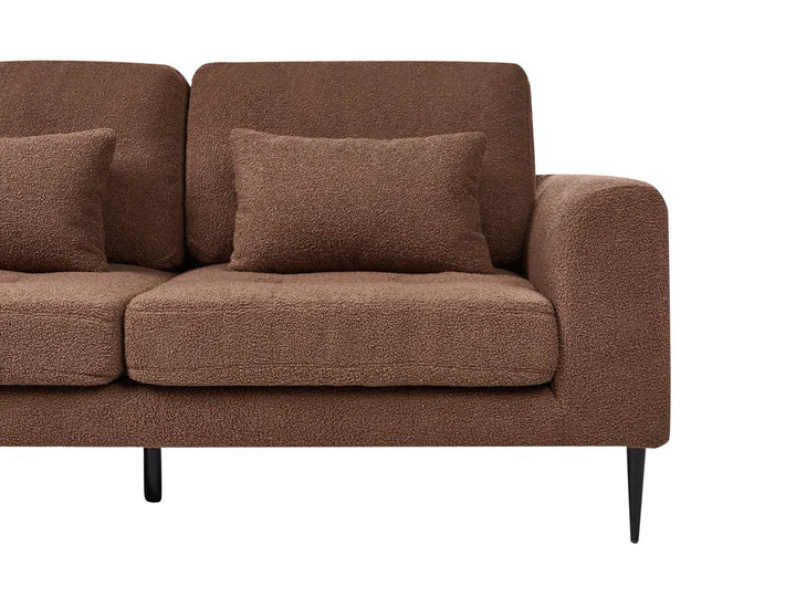 Corner Sofa 3 Seater Boucle Brown Right Hand Weller