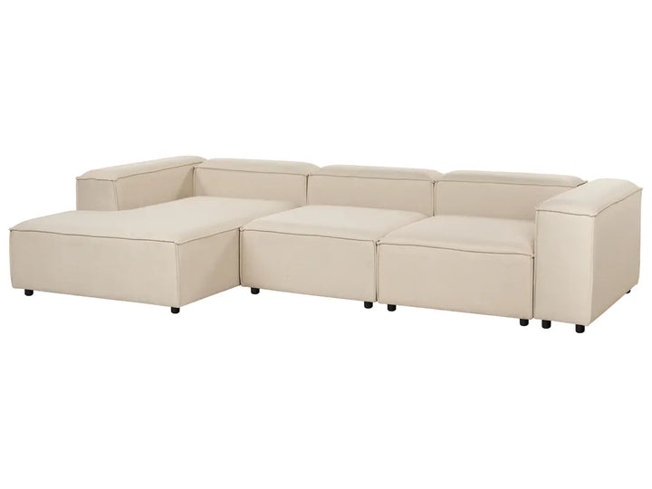Modular Corner Sofa 4 Seater Fabric Beige Right Hand Oakham