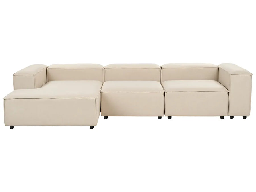 Beige fabric modular corner sofa, right-hand layout