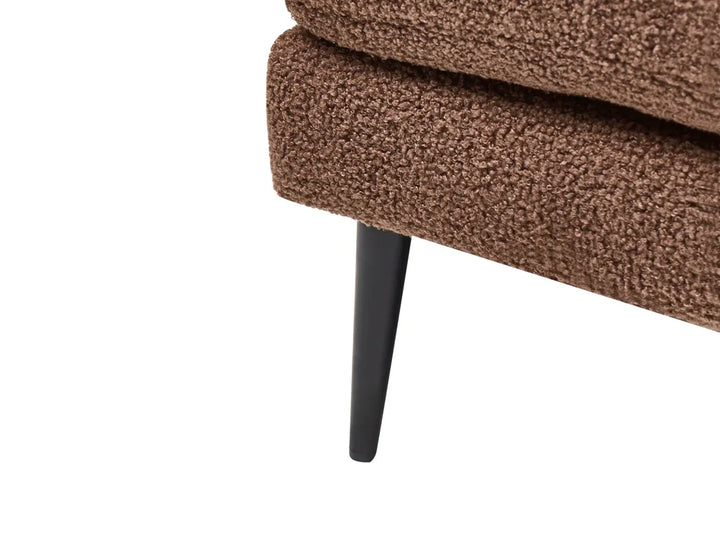 Corner Sofa 3 Seater Boucle Brown Right Hand Weller