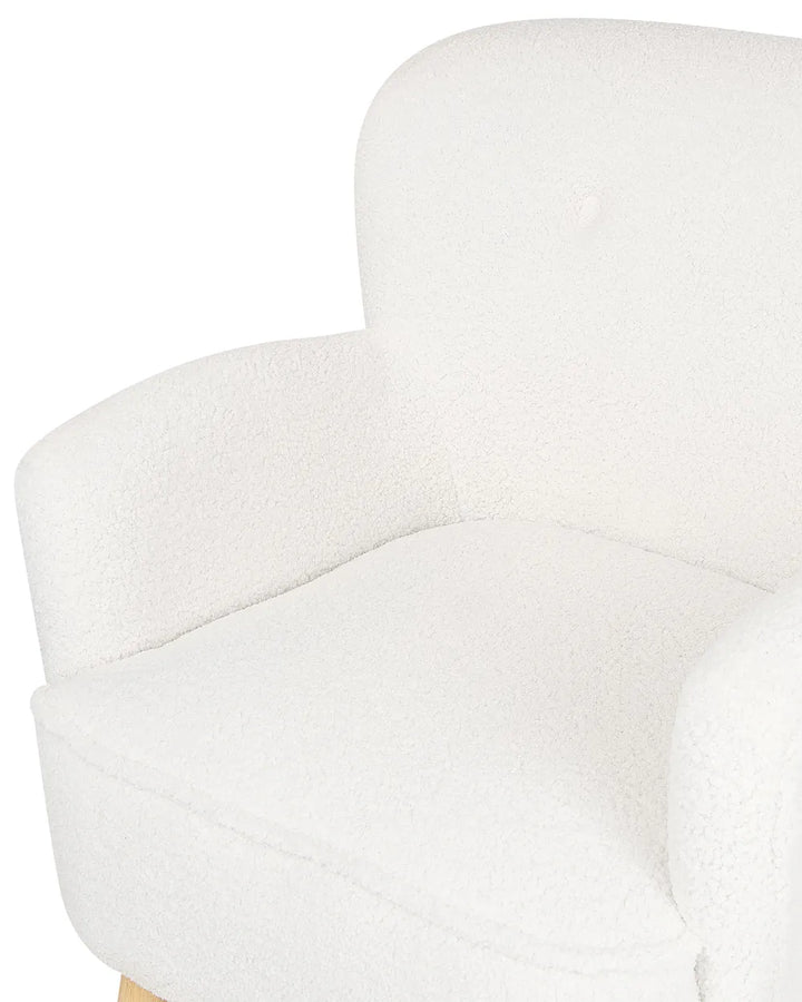 Armchair with Footstool Boucle White Tybias