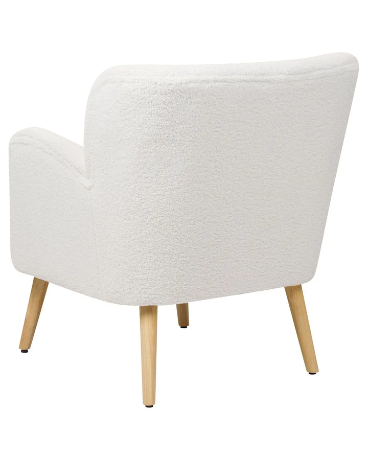Armchair with Footstool Boucle White Tybias