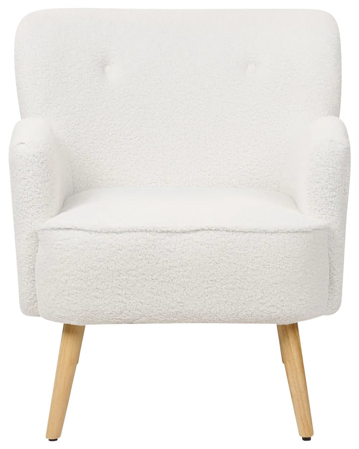 Armchair with Footstool Boucle White Tybias