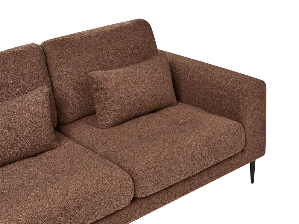 Corner Sofa 3 Seater Boucle Brown Right Hand Weller