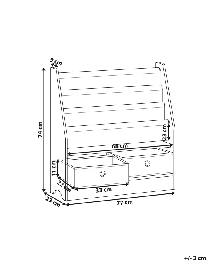 3 Tier Bookcase 74 cm White Kalb