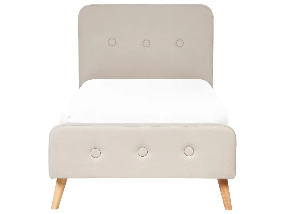 Bed Faux Linen 90 x 200 cm (EU Single) Light Beige Edita