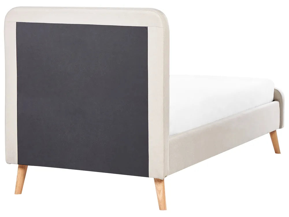 Bed Faux Linen 90 x 200 cm (EU Single) Light Beige Edita