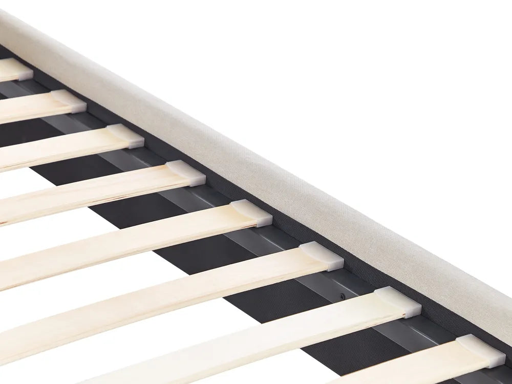 Bed Faux Linen 90 x 200 cm (EU Single) Light Beige Edita